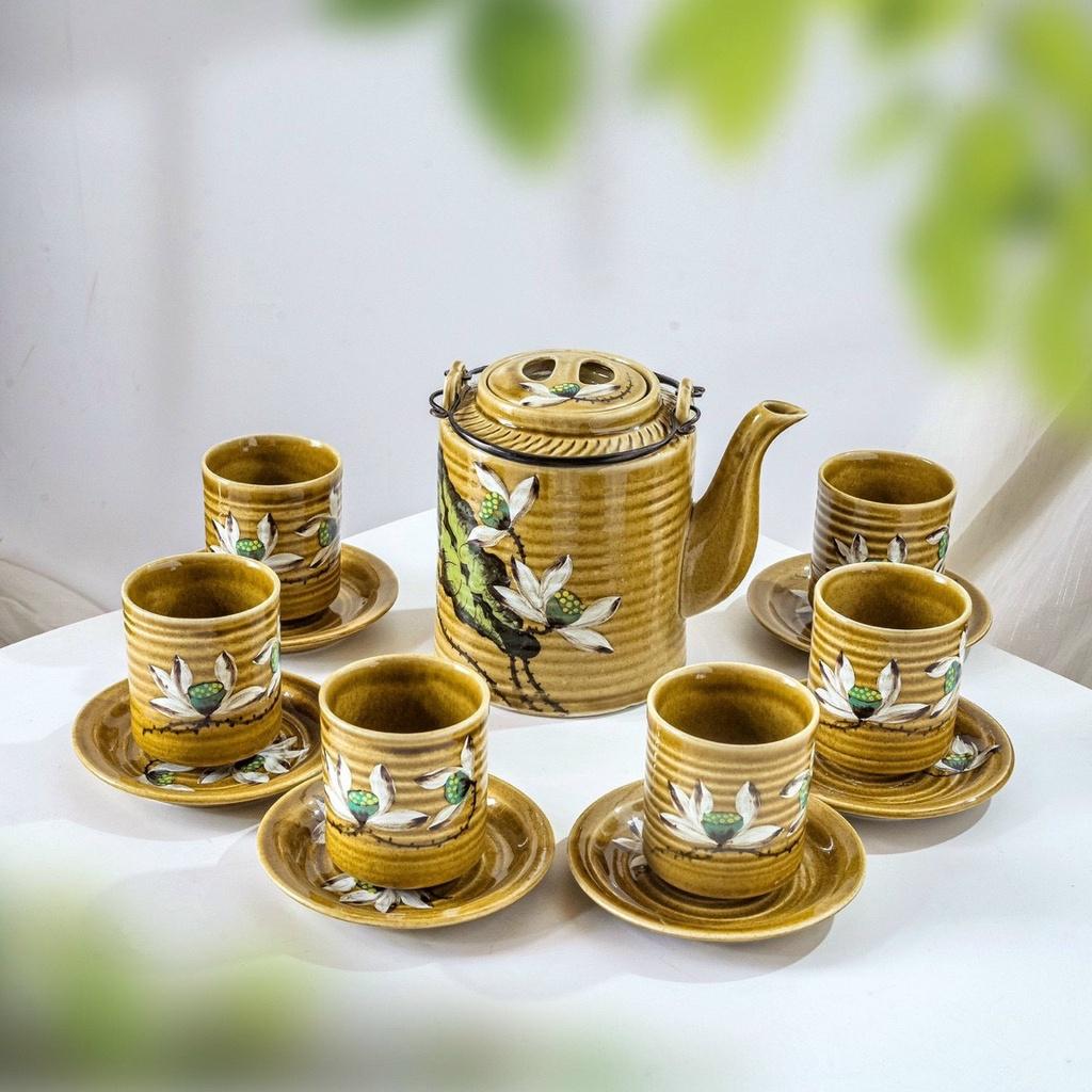 Bộ ấm chén Men vẽ tích 1,5l - Gốm sứ Bát Tràng - Làng Gốm