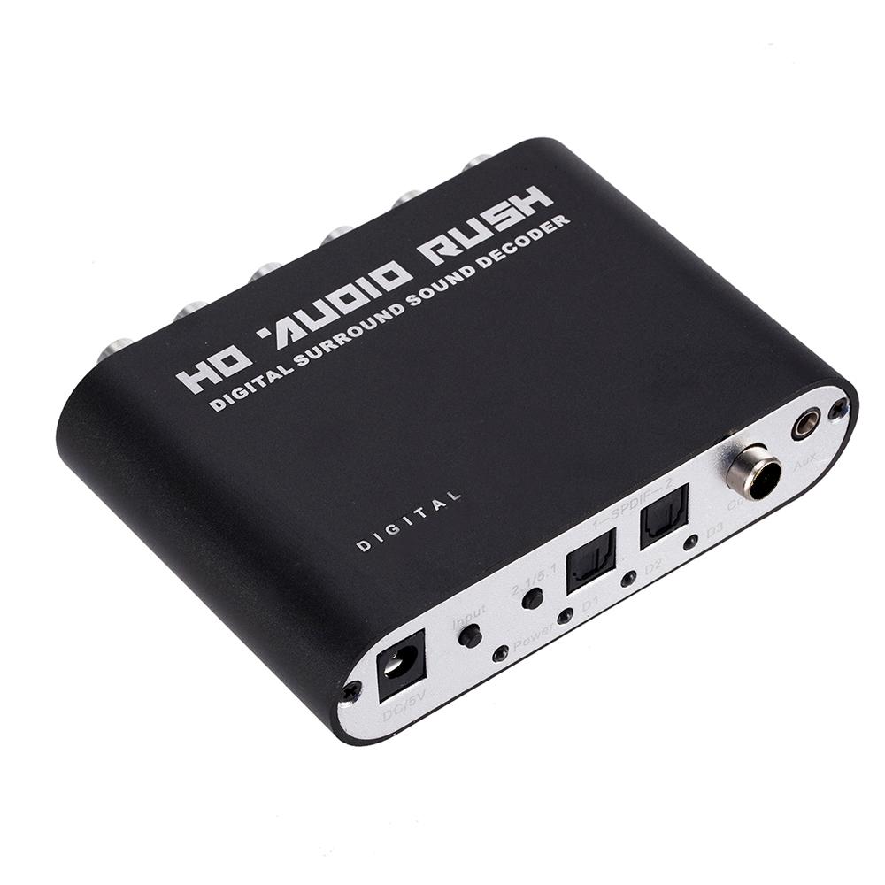 5.1 kênh Kỹ Thuật Số Sang Analog Âm Thanh Nổi AC3 Bộ Chuyển Đổi Âm Thanh Quang Học SPDIF Đồng Trục Aux 6 RCA Bộ Giải Mã Âm Thanh Khuếch Đại