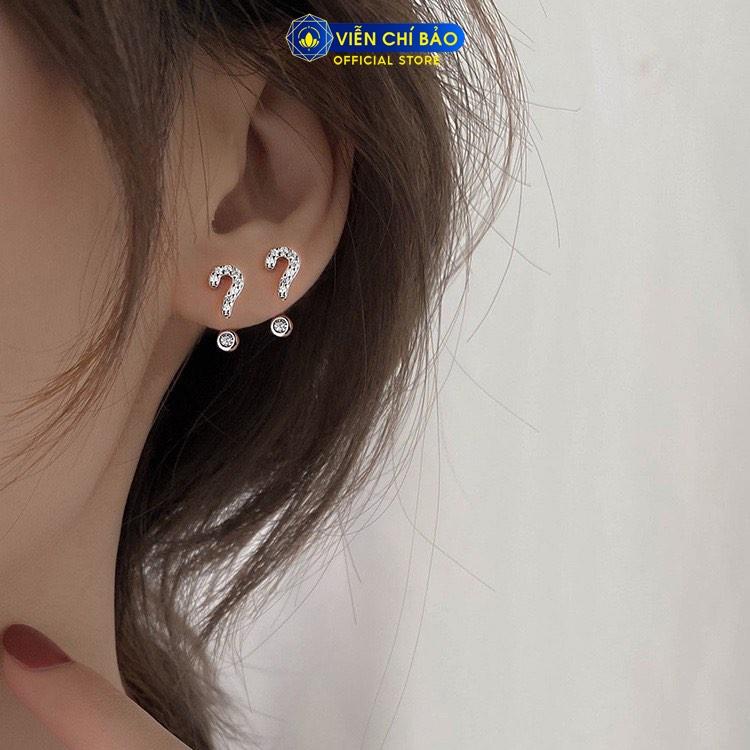 Bông tai bạc nữ dấu chấm hỏi, chấm than bạc 925 thời trang phụ kiện trang sức nữ Viễn Chí Bảo B400158