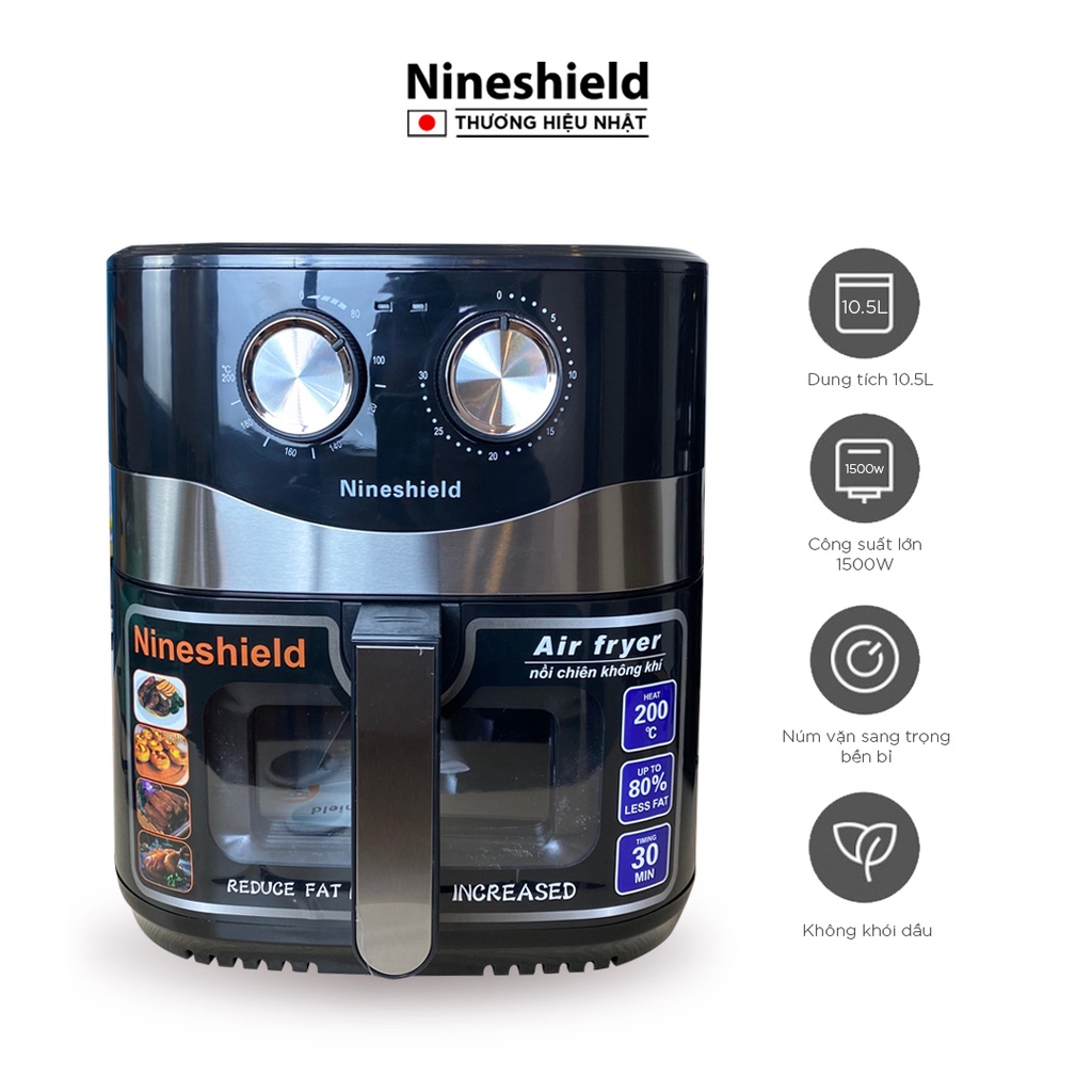 Nồi Chiên Không Dầu 10.5L Nineshield Loại Cơ KB-8002M - Hàng chính hãng