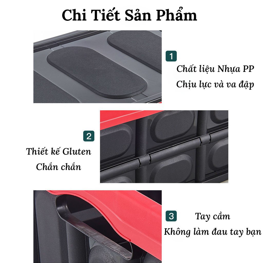 Thùng đựng đồ ô Tô gấp gọn để cốp sau - Thùng nhựa cao cấp để đồ trên xe hơi dung tích 30L và 56L kèm túi lót chống nước