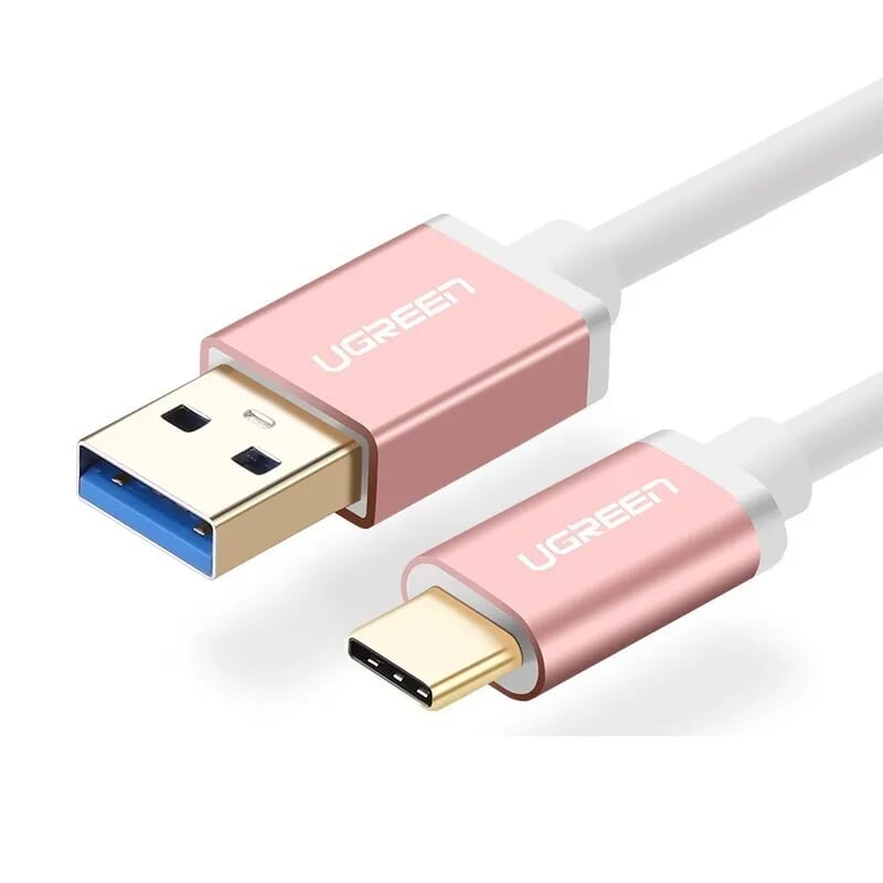 Cáp USB TypeC sang USB 3.0 cao cấp 1M màu Hồng Gold Ugreen UC30538US187 Hàng chính hãng