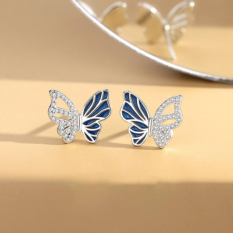 Bộ Trang Sức Bạc S925 3 Món Hình Bươm Bướm Blue Butterfly Tự Do, Trẻ Trung - BDM2320 - Bảo Ngọc Jewelry