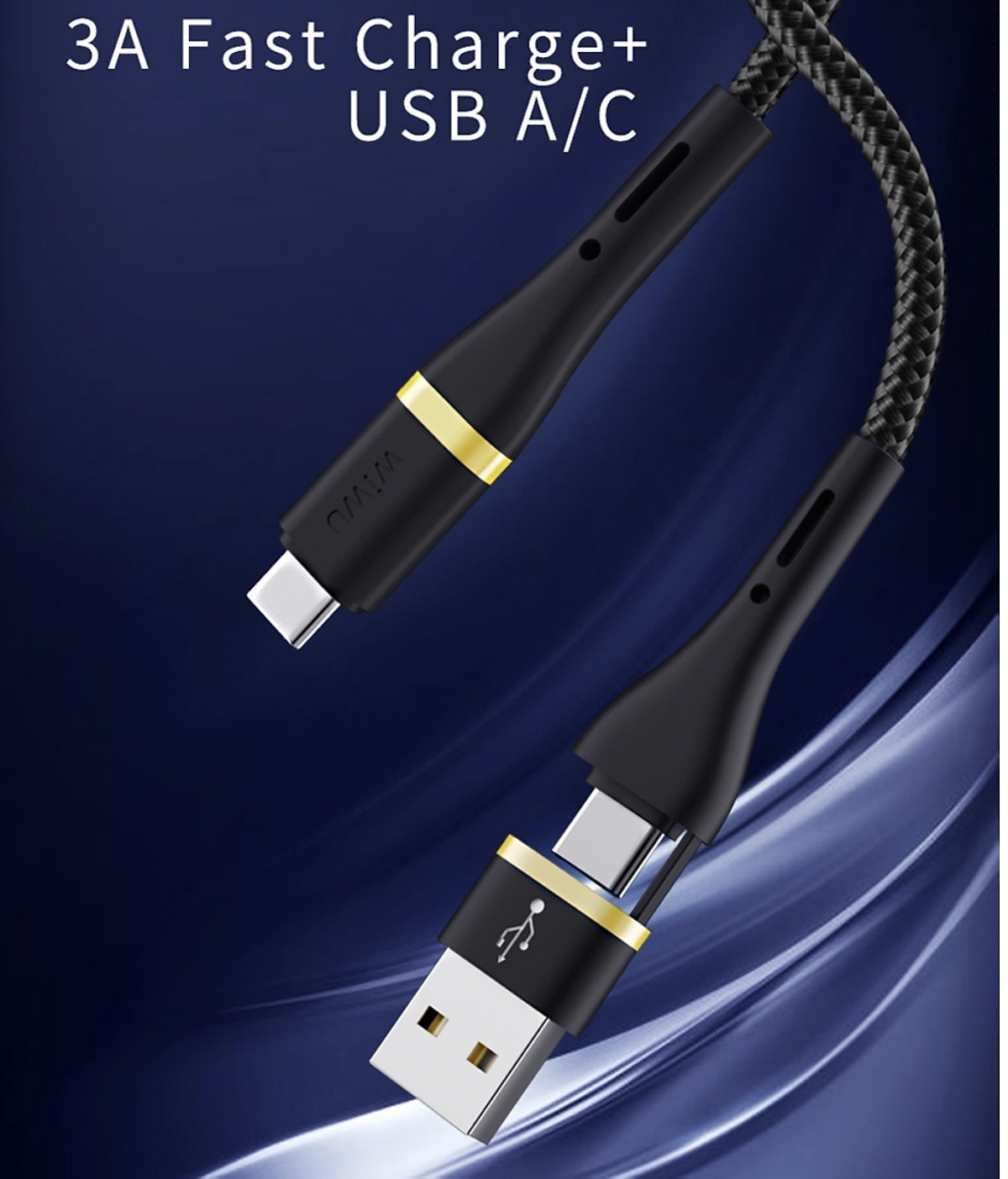 Dây cáp sạc Type-C đa năng USB-C + USB-A ra Type C hiệu WIWU ED-106 sạc nhanh QC 3.0, tốc độ truyền dữ liệu 480Mbps, 2 input tiện dụng (USB-C và USB-A), Chip sạc thông minh - Hàng nhập khẩu