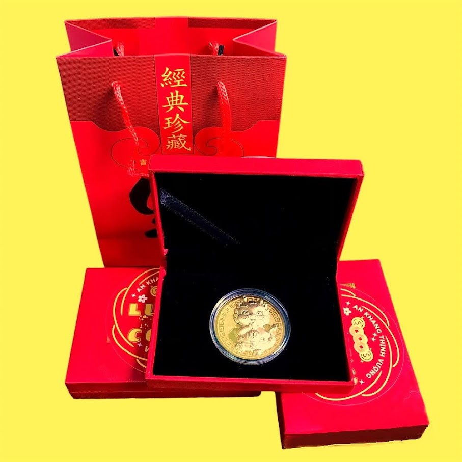 Hộp Đồng Xu Hình Con Rồng Màu Vàng Túi Phúc - SP007097