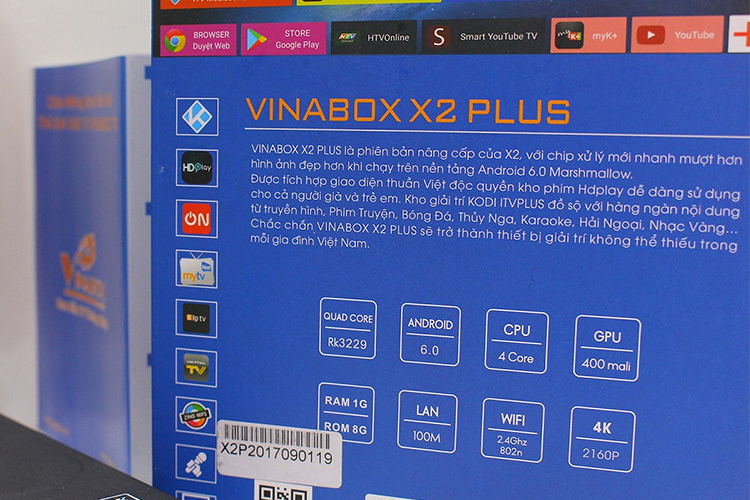 Android Tivi Box Ultra 4K HD Vinabox X2 Plus Tặng Kèm Chuột Không Dây Forter V181 - Hàng Chính Hãng