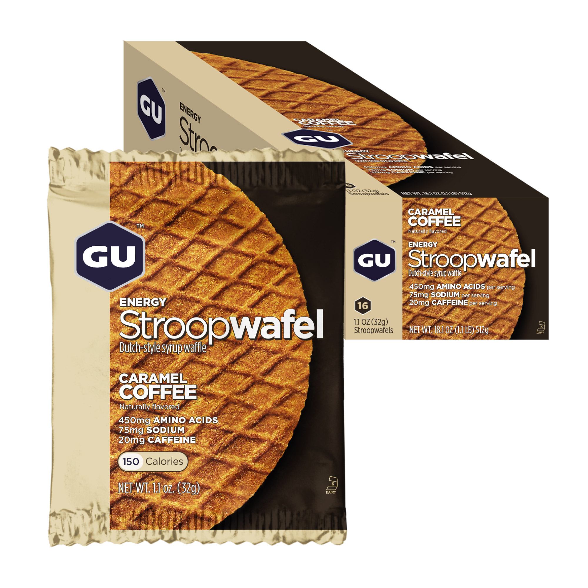 Bánh Quế Năng Lượng Stroopwafel GU Energy Vị Caramel Cà Phê - Hộp 16 Gói