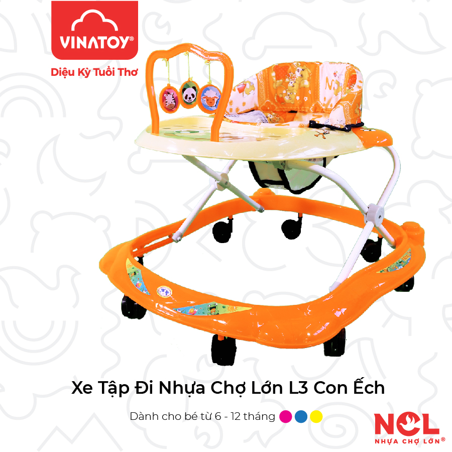 Xe Tập Đi Trẻ Em Nhựa Chợ Lớn L3 Con Ếch (Không nhạc) - Dành Cho Bé Từ 6 - 12 Tháng - M1491A-XTĐ