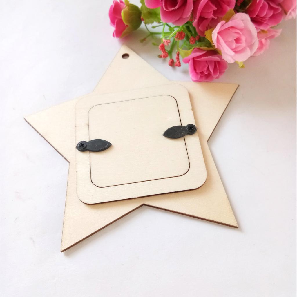 20 Chiếc Treo Gỗ Mini Khung Ảnh Thủ Công Bộ Khung Mini Ngôi Sao Trang Trí Album Mặt Dây Chuyền Trang Trí Nhà
