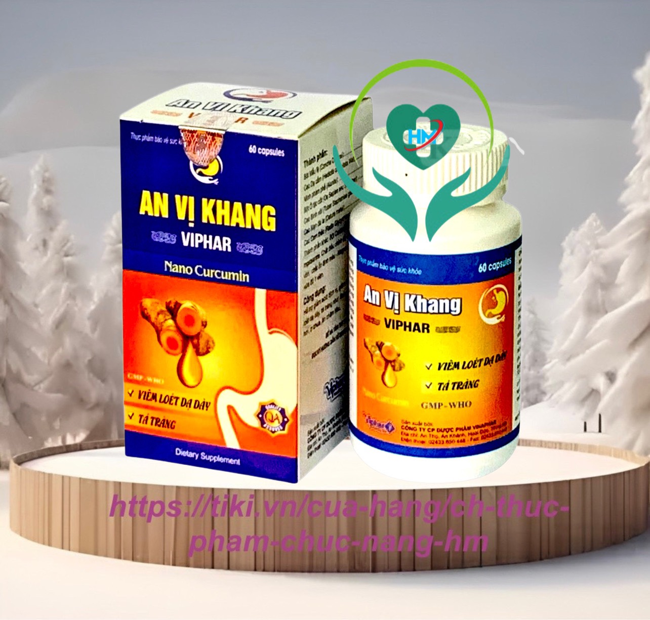 AN VỊ KHANG Vinaphar Hộp 60 Viên - Giúp Kiện Tỳ Vị, giảm Acid Dịch Vị ,Hỗ Trợ Viêm Loét Dạ Dày - Tá Tràng