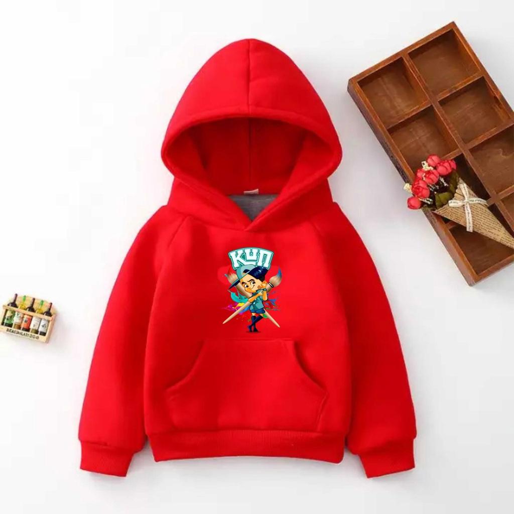 áo hoodie kun cho bé trai bé gái 1/2/3/5/7 TUỔI màu đỏ chất đẹp