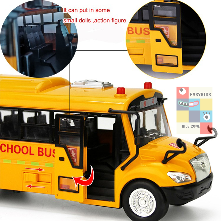 Đồ Chơi Ô Tô Xe Buýt School Bus Cho Trẻ Em Mở Các Cửa, Có Đèn, Âm Thanh