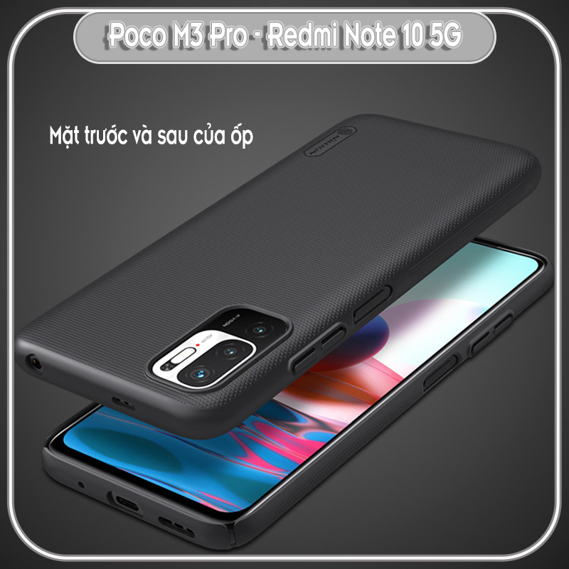 Ốp lưng cho Xiaomi Poco M3 Pro - Redmi Note 10 5G Frosted Shield nhựa PC cứng Nillkin , Vân nhám , chống vân tay - Hàng nhập khẩu