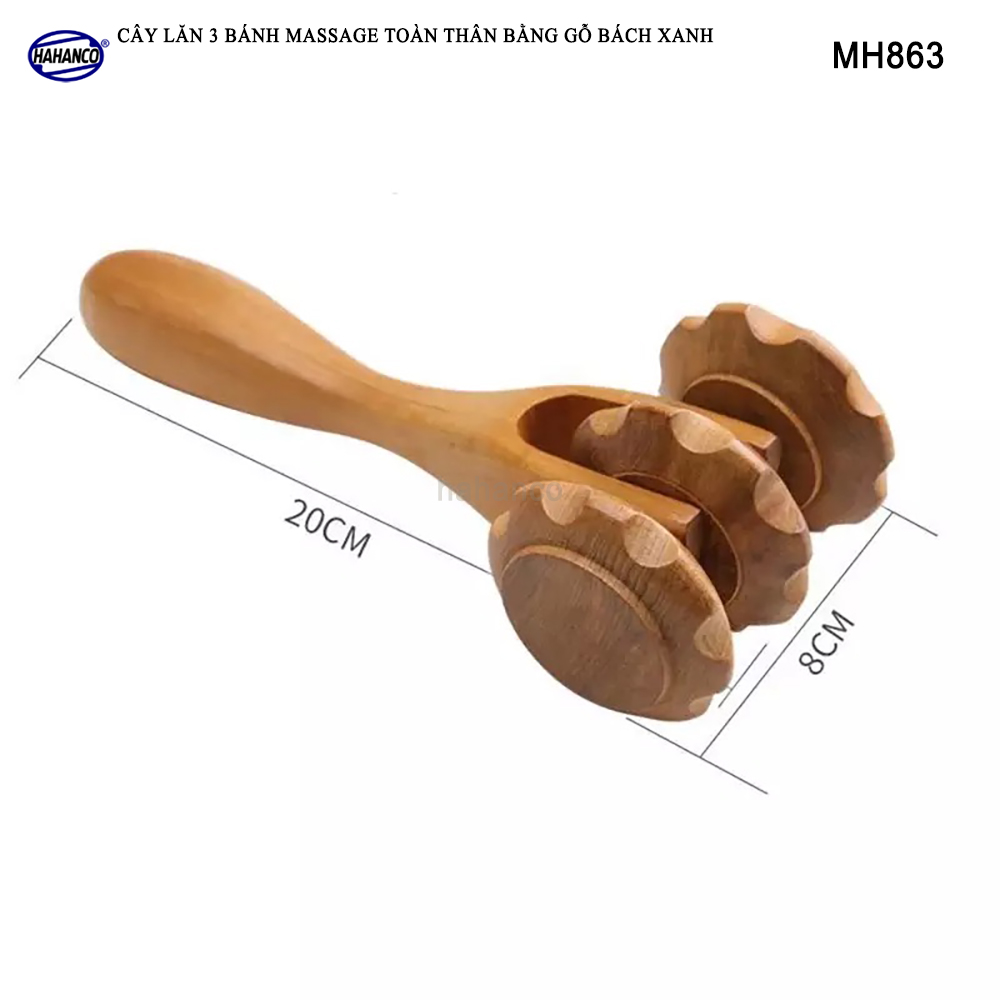 Cây lăn massage toàn thân 3 bánh gai đa năng bằng gỗ Bách Xanh Xua tan nỗi lo đau nhức tạo cảm giác thoải mái - Chăm sóc sức khỏe