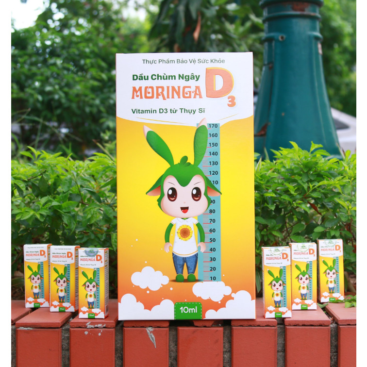 Dầu chùm ngây Moringa D3 - Bổ sung Vitamin D3 phát triển chiều cao, chống còi xương cho trẻ sơ sinh và trẻ nhỏ - Lọ 10ml