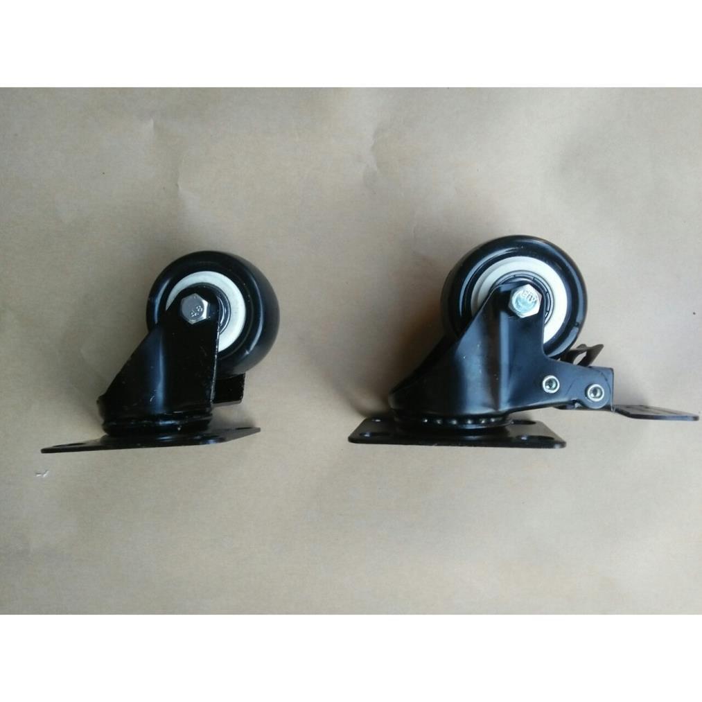 BÁNH XE ĐEN VIỀN 4CM 5CM 6CM 7,5CM LOẠI TỐT- CÓ KHÓA CHỐNG TRƯỢT XOAY