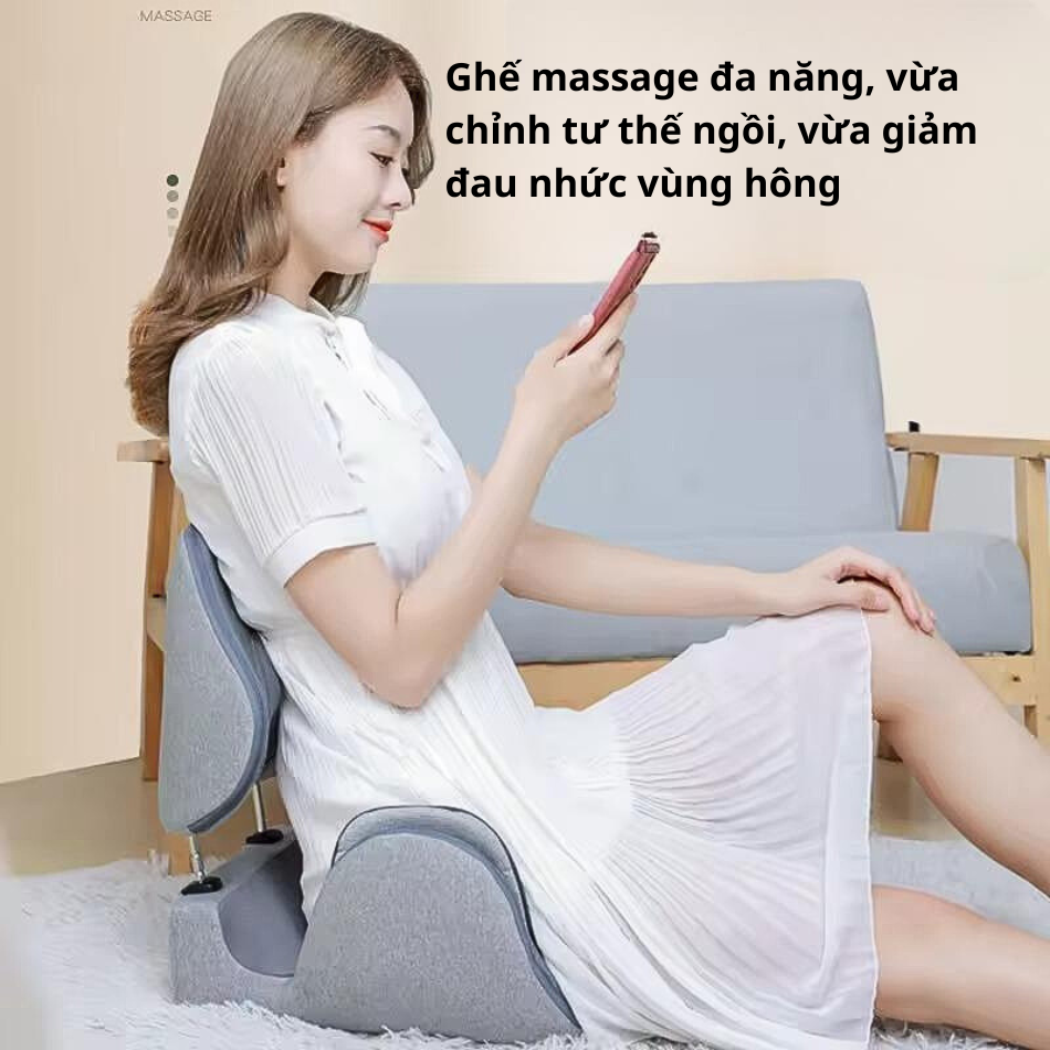 Đệm Ghế Massage Thư Giãn Thắt Lưng Mông Đùi Cao Cấp, Ghế Massage 10D Công Thái Học