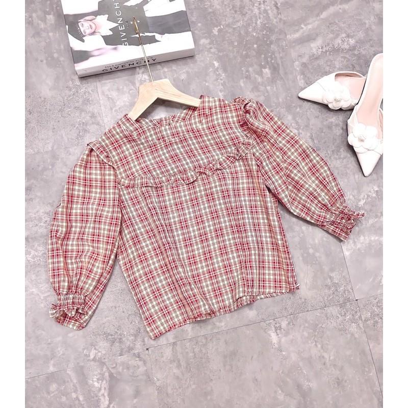 Bán sỉ áo sơ mi kẻ bèo cổ chun tay