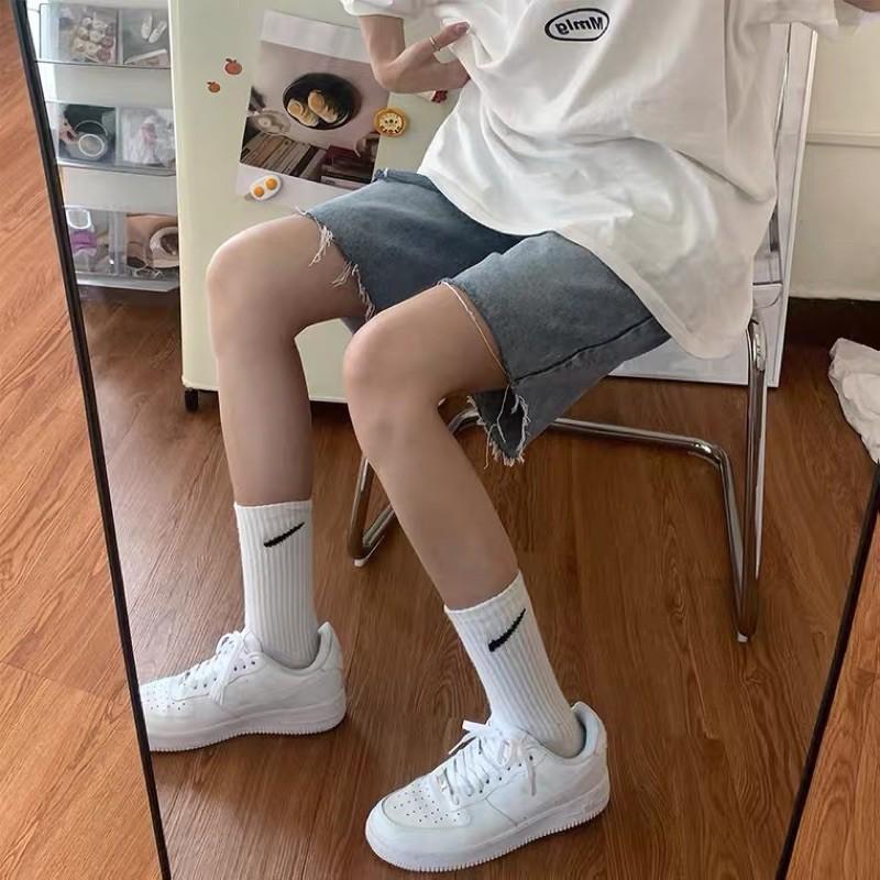 Quần jeans ống ngố rách tua rua biker short 2021