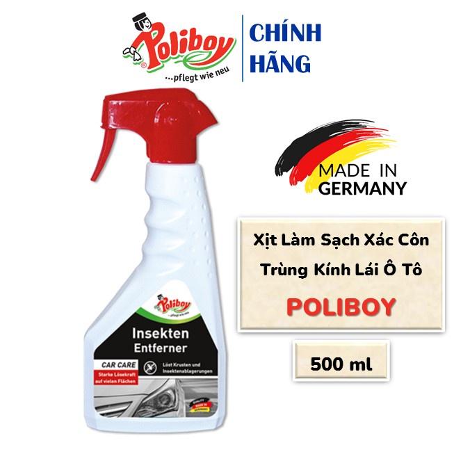 Xịt Vệ Sinh Kính Chắn Gió Ô Tô POLIBOY Làm Sạch Xác Côn Trùng, Tạp Chất Đèn Pha, Mui Xe 500ml