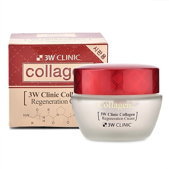 Kem dưỡng da trắng sáng collagen chống lão hóa 3W Clinic tặng 2 mặt nạ Jant Blanc