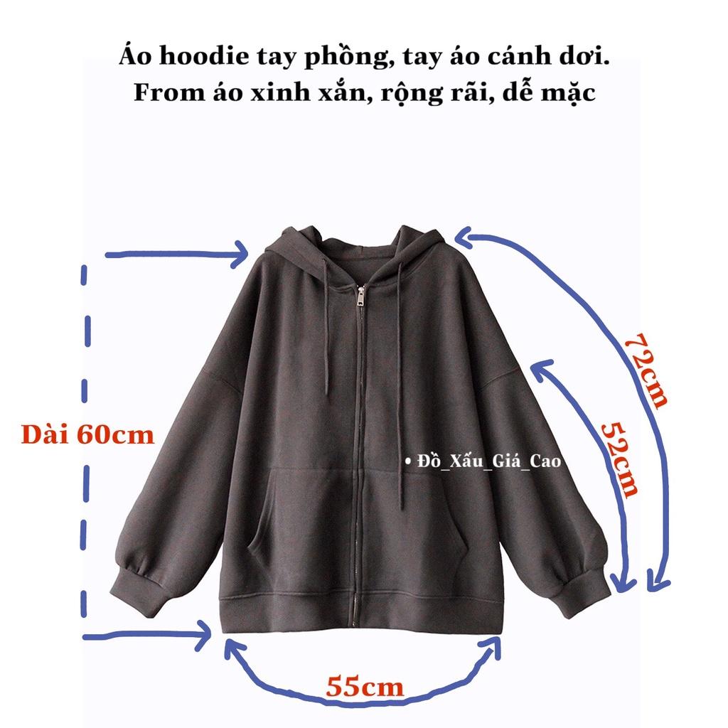 Áo khoác nữ, áo khoác hoodie vải nỉ From Rộng Tay Phồng