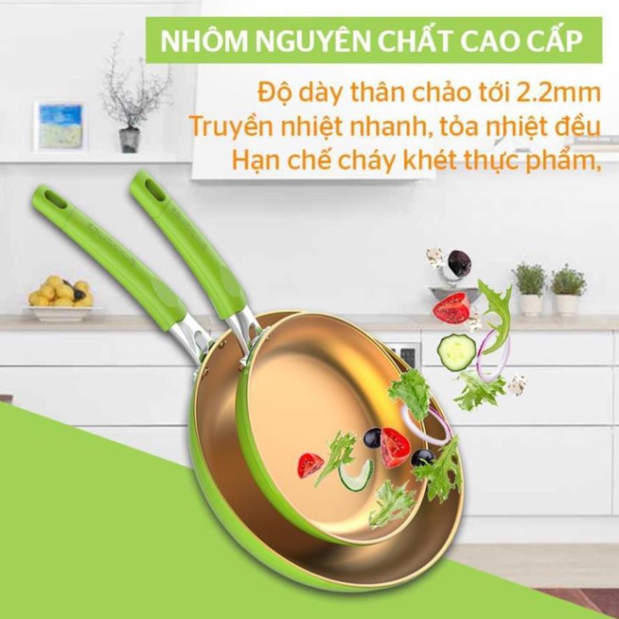 Cặp Chảo Chống Dính Đáy Từ Sunhouse SHG112026MGC - Xanh