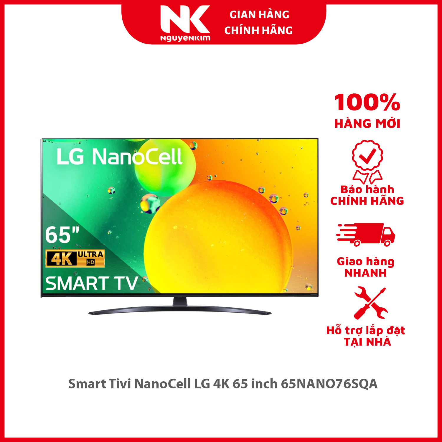 Smart Tivi NanoCell LG 4K 65 inch 65NANO76SQA - Hàng chính hãng