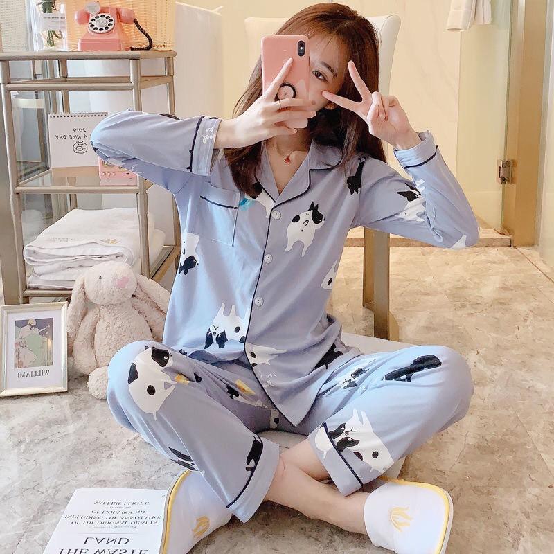 Bộ Đồ Pyjamas, Đồ Ngủ Cotton Sợi Tơ Sữa Cao Cấp Dày Dặn