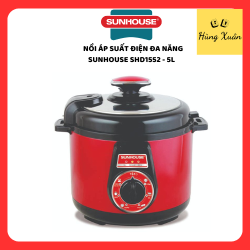 Nồi Áp Suất Điện Đa Năng Sunhouse Dndshd1552 - 5L Đỏ Đen - Hàng Chính Hãng