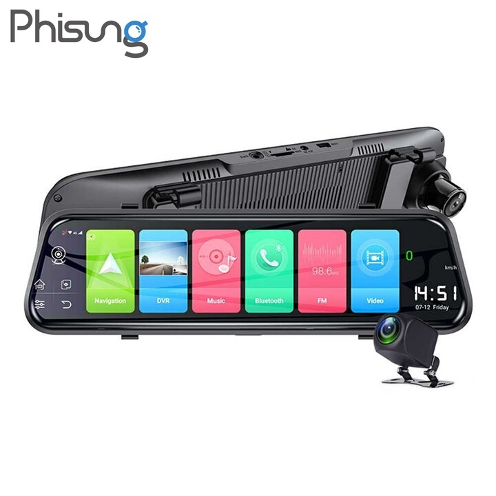 Camera hành trình gương ô tô Phisung Z55, 4G, Wifi, 10 inch- Hàng chính hãng