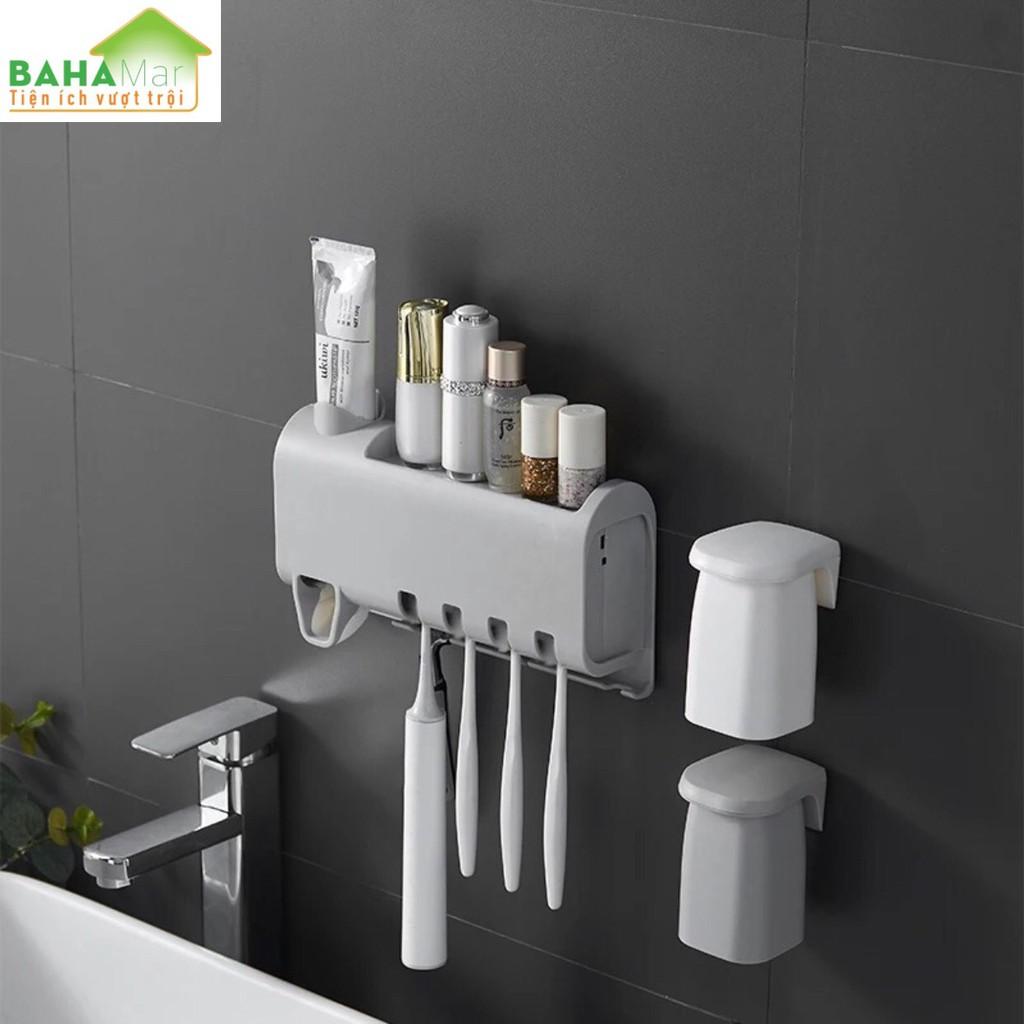 GIÁ TREO BÀN CHẢI ĐÁNH RĂNG TỰ ĐỘNG NHẢ KEM ĐÁNH RĂNG - 2 CỐC HÚT NAM CHÂM tiện sử dụng và sắp xếp gọn gàng