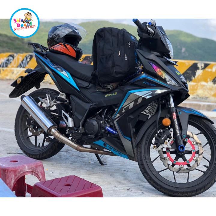 Tem rời winner 150 GTR xanh đen chất liệu CROM