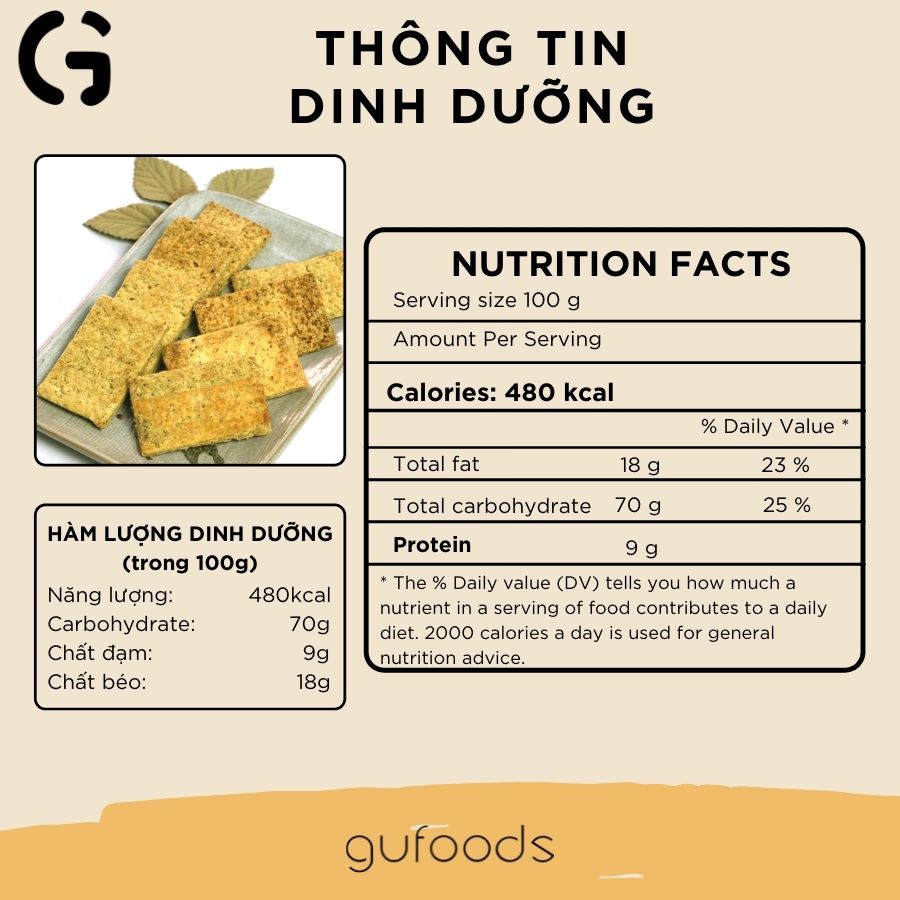 Hình ảnh Bánh gạo lứt mầm GUfoods (bánh mầm) - Giàu GABA tự nhiên, Hỗ trợ ăn kiêng, Thực dưỡng, Thuần chay