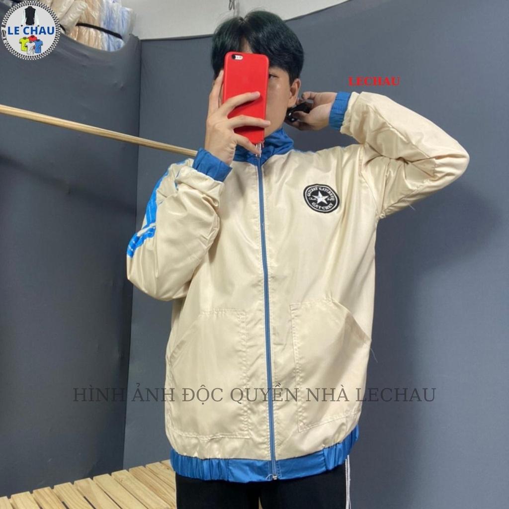 Áo khoác dù unisex form rộng in hình NGÔI SAO jacket nam nữ giá rẻ xịn xò ulzzang hottrend - Midside Đen XL &lt;60kg