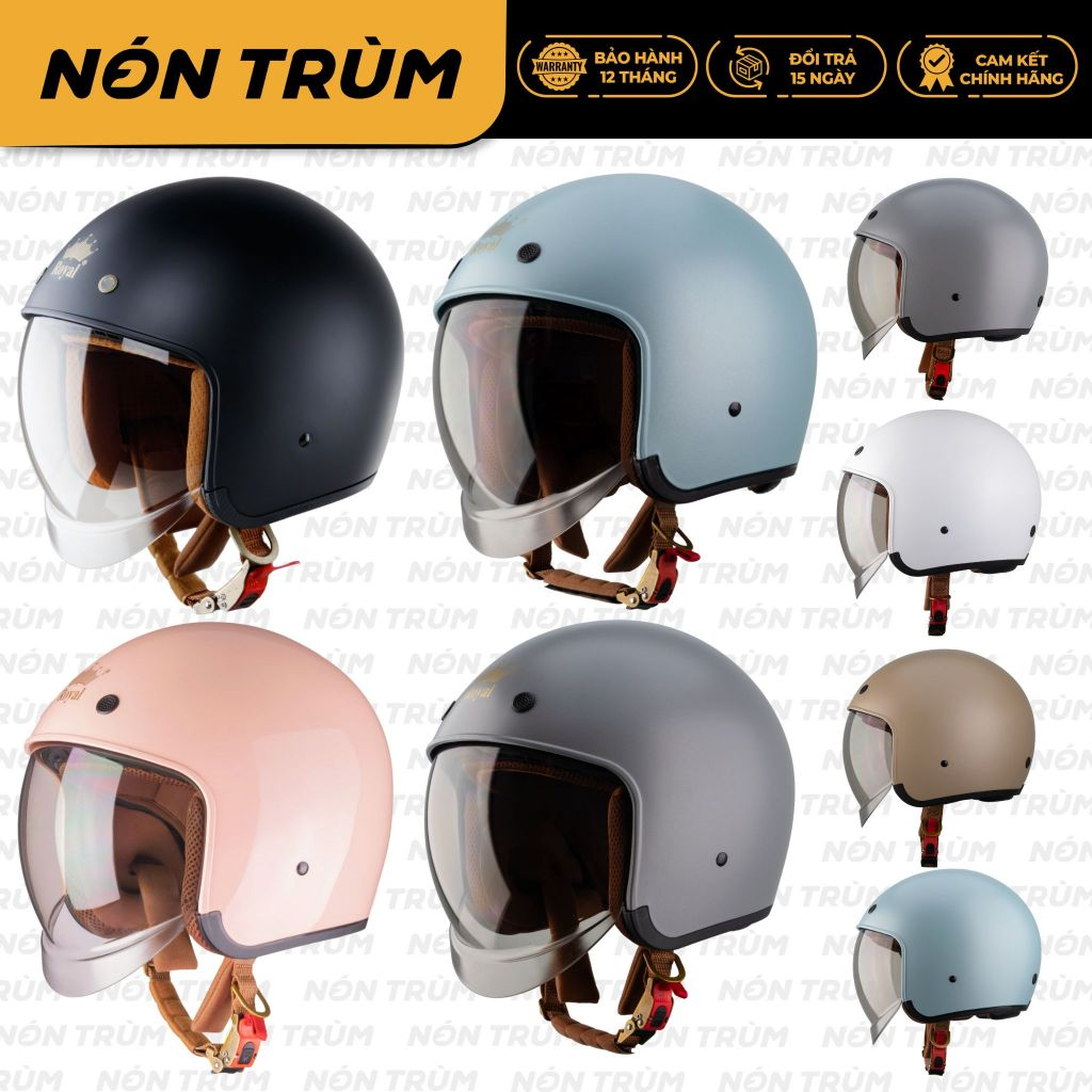 [Màu mới] Mũ bảo hiểm 3/4 Royal M139 kính âm chính hãng, nhiều size tem màu cho nam nữ đi xe máy