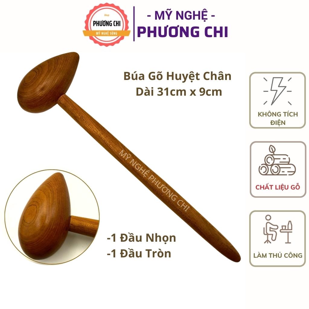 Búa gõ huyệt chân đầu tròn và nhọn MB3, búa bấm huyệt day ấn huyệt bằng gỗ thơm | Mỹ Nghệ Phương Chi