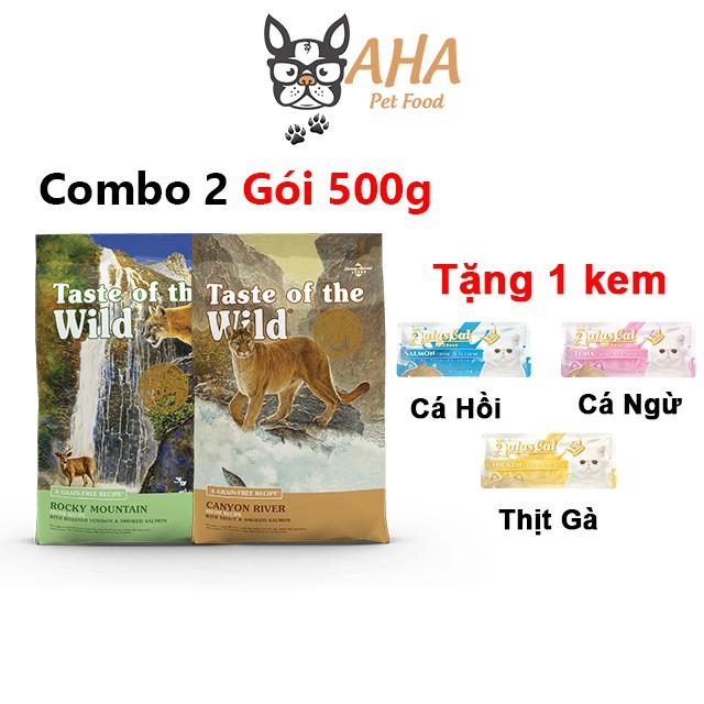 Thức Ăn Cho Mèo Taste Of The Wild Combo 2 bao 500g Tặng 1 sốt kem Aatas Cat - Da Lông Bóng Mượt, Trí Não