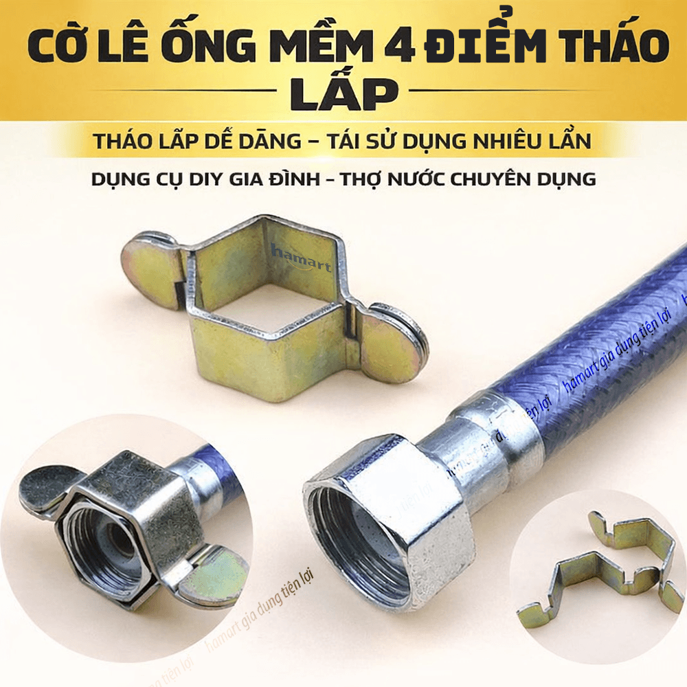 Cờ Lê Đầu Nối Ống Nước Phi 21 Dây Cấp Bồn Chậu Vòi Rửa Lavabo Nhà Tắm Tháo Lắp Ốc Lục Giác Đa Năng