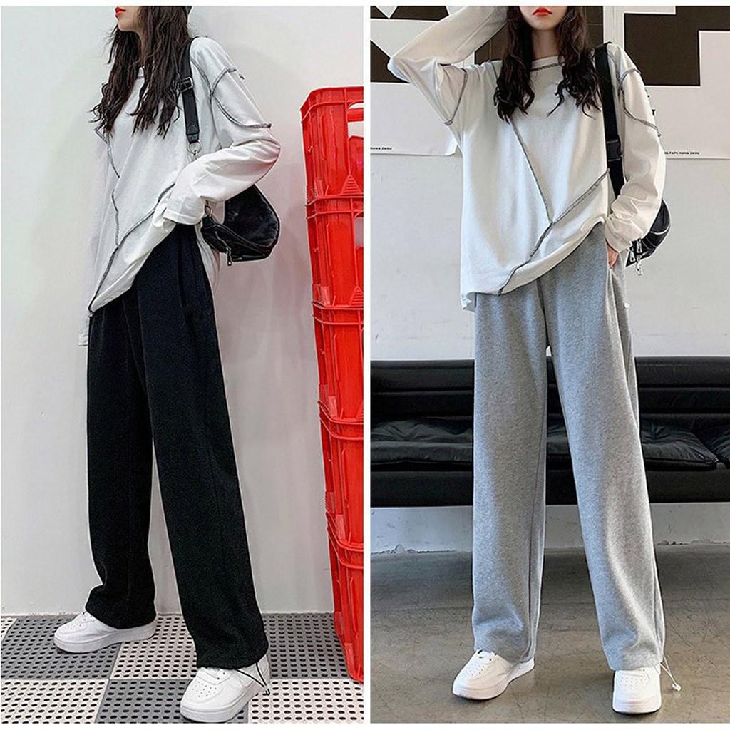 Quần Ống Rộng nam nữ Jogger DORA Dây Rút Gấu Ulzzang - Kiểu quần jogger nữ cạp cao ống rộng Unisex Q2