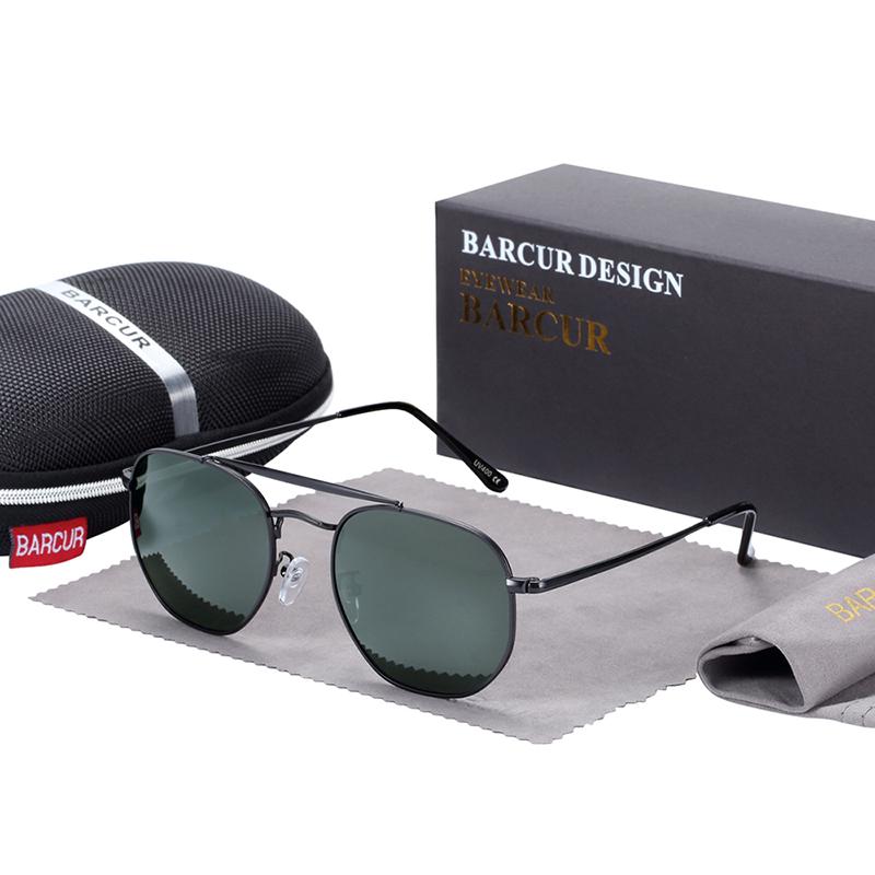 BARCUR Ban Đầu Vuông Kính Mát Nam Phân Cực Nữ Lục Giác Kính Chống Nắng Oculos De Sol Gafas Nguyệt San Lunette De Soleil Femme