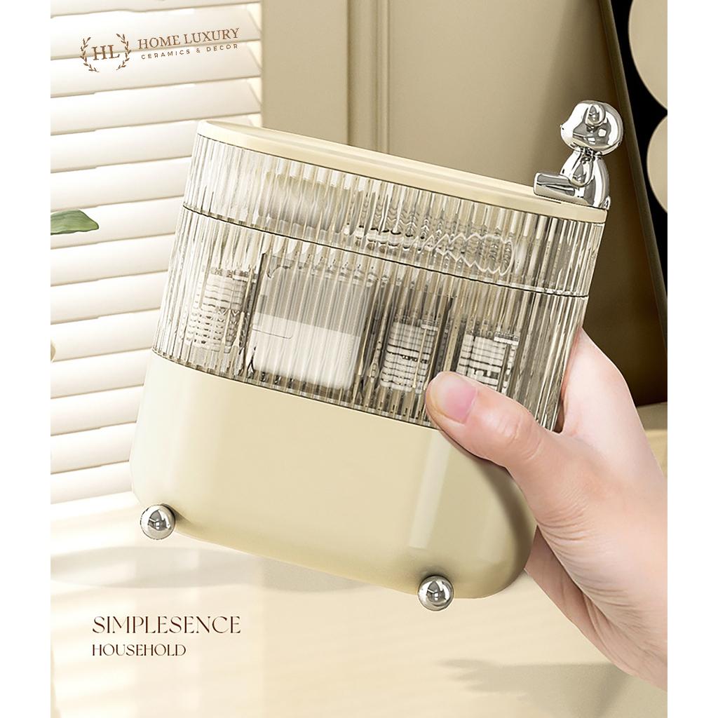 Hộp bảo quản mỹ phẩm cao cấp | Hộp đựng mỹ phẩm phụ kiện xoay 360 độ hình gấu bearbrick | Côp đồ đựng phụ kiện để bàn
