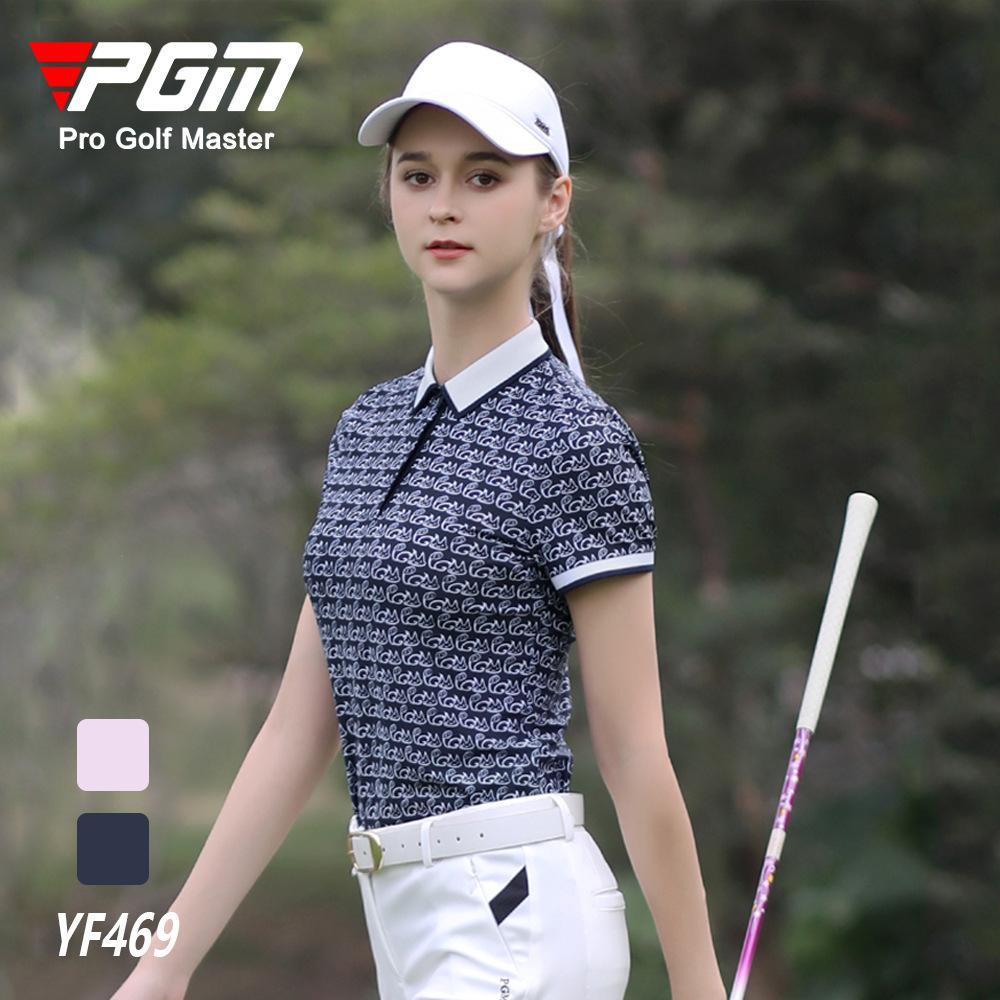 Áo ngắn tay Golf nữ chính hãng PGM - YF469 - Chất liệu sợi Polyester kết hợp vải spandex cao cấp, bền đẹp