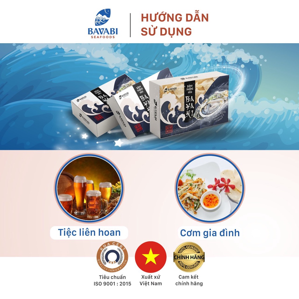 Hộp Bánh Phồng Tôm Vị Hàu BAVABI 200g Đồ Ăn Vặt, Đặc Sản Quảng Ninh- Không Phẩm Màu, Không Mì Chính