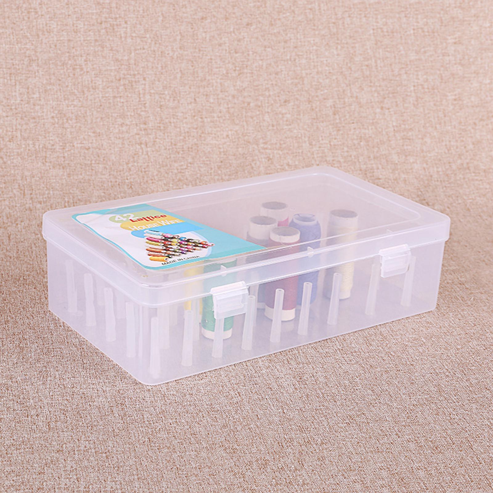2x Sewing Thread Box Organizer 42 Bobbins with Double Lock Closure, Embroidery Bobbins Thread Storage Box for Crafts