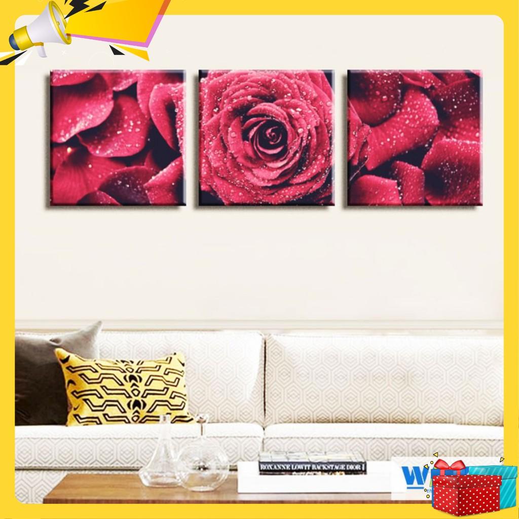 Bộ 3 tranh trang trí canvas “hoa hồng” - W150