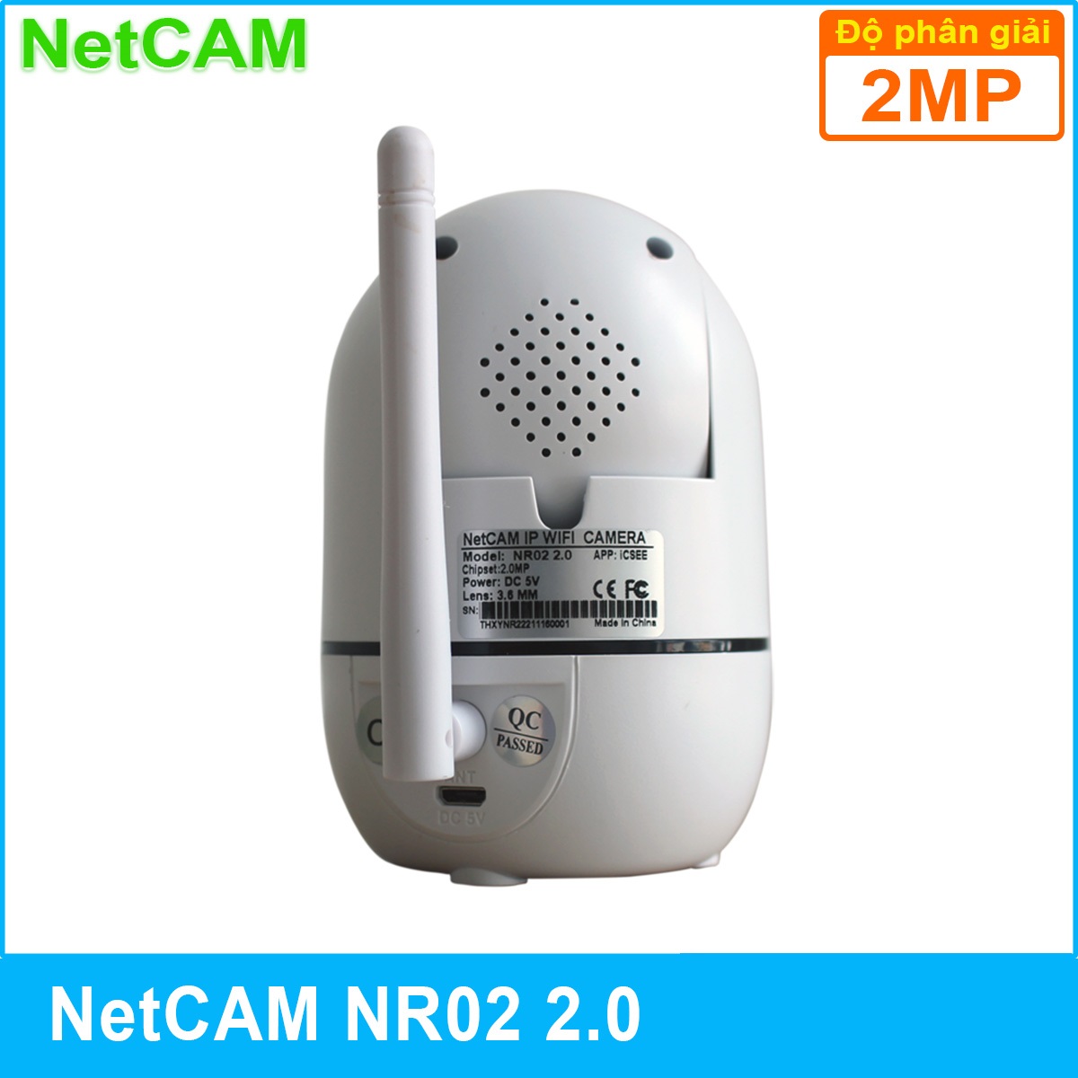 Camera IP WiFi Giám Sát An Ninh NetCAM NR02, độ phân giải 2.0MP - Hàng Chính Hãng