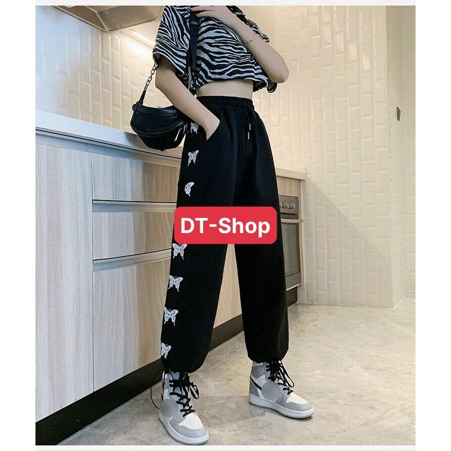 Quần cull nỉ dây rút chân in cánh bướm siêu chất