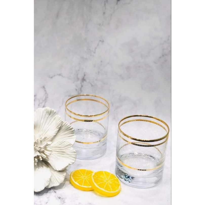 Set 6 cốc pha lê mạ vàng 24k nhập khẩu ITALY Vienna Iris Gold GA Italy CRISTAL  6611