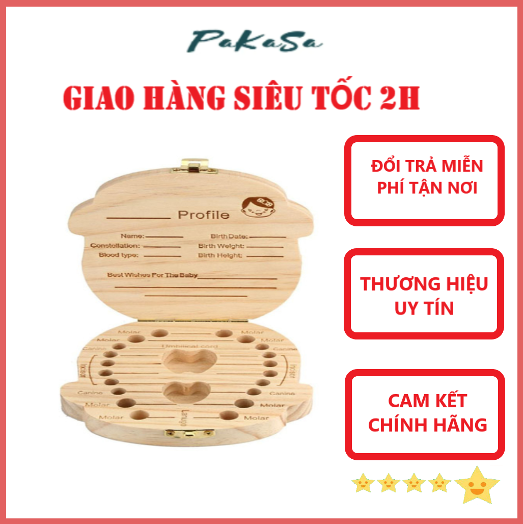 Hộp Đựng Răng Sữa Của Bé Bằng Gỗ Lưu Giữ Làm Kỉ Niệm PaKaSa - Chính Hãng 